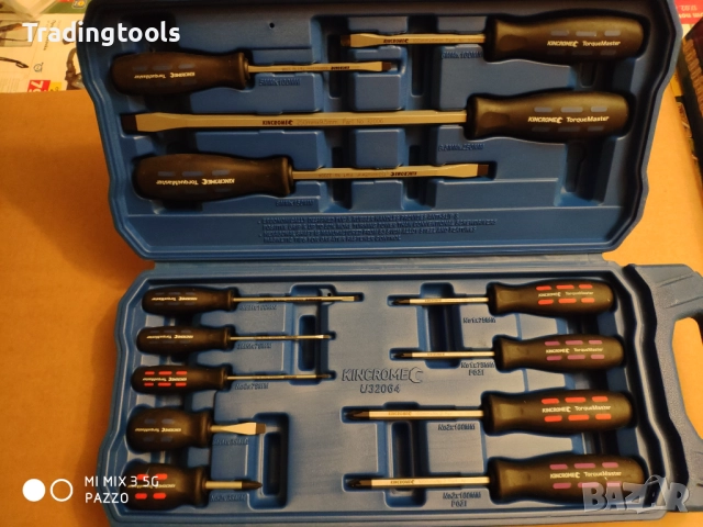 KINCROME 13 броя качествени прави кръстати отвертки кутия, снимка 2 - Отвертки - 52855762