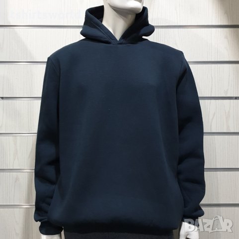 Нов мъжки суичър с качулка и джобчета, цвят антрацит