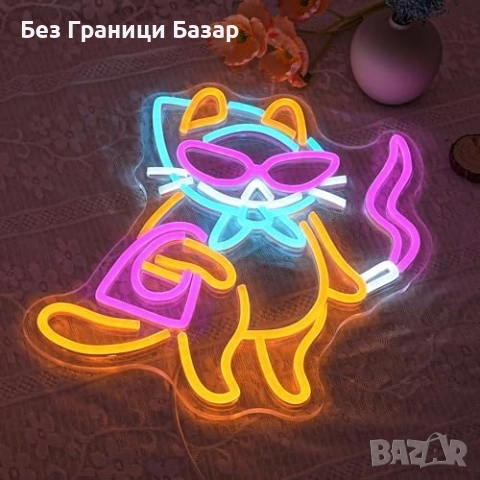 Нова Неонова табела котка LED USB светлина за декорация стена стая дом, снимка 4 - Декорация за дома - 53154669
