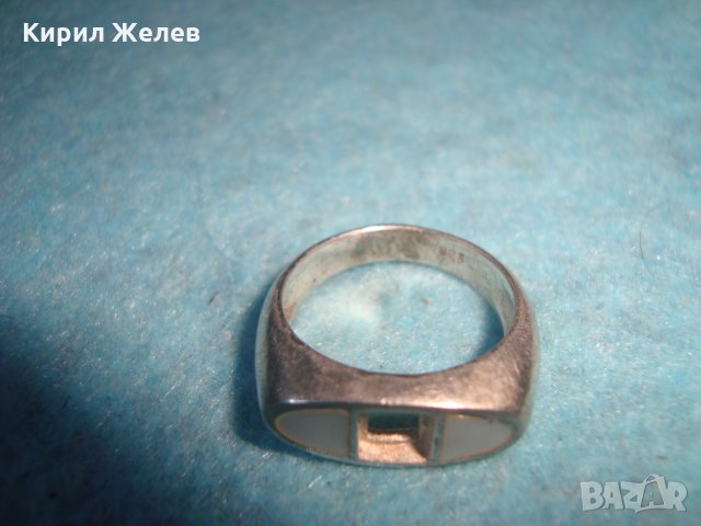 СТАР СРЕБЪРЕН ПРЪСТЕН АНГЛИЯ ОКСИДИРАНО СРЕБРО 925 с ШЛИФОВАН ЛУНЕН КАМЪК БИЖУ - РЪЧНА РАБОТА 25675, снимка 13 - Антикварни и старинни предмети - 35748013