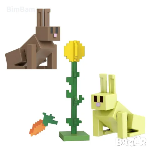 Комплект фигурки Minecraft RABBITS с аксесоари / Mattel - 2 броя, снимка 2 - Фигурки - 47965231