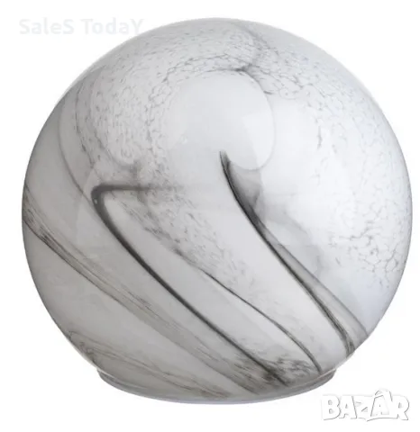 Декоративна светеща сфера, бял мрамор, лед, 15x15см
