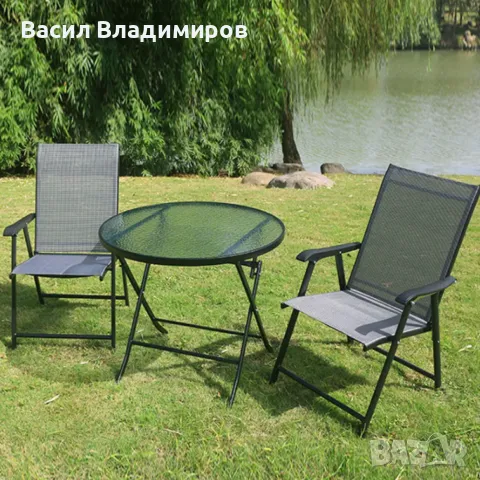 Сгъваем комплект за балкон маса и 2 стола, снимка 5 - Градински мебели, декорация  - 49464825