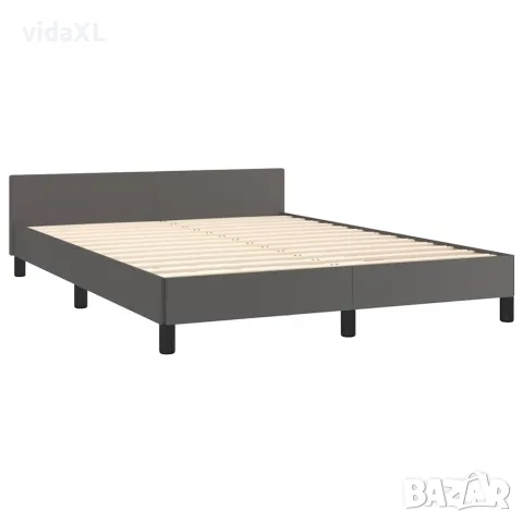 vidaXL Рамка за легло с табла без матрак, сива, 140x200 см, снимка 4 - Спални и легла - 56147177