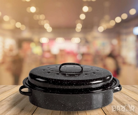 Ростер с мраморно покритие, емайлиран, за индукционни и всички видове котлони, Ø42 см., снимка 3 - Други стоки за дома - 51979433