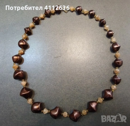 Кафяво винтидж колие, мъниста от акрил и чешко стъкло