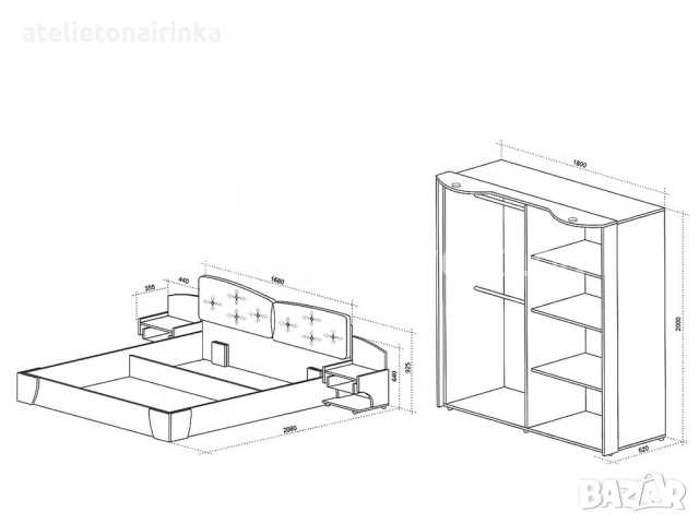 Спален комплект Амор, снимка 2 - Спални и легла - 48569948
