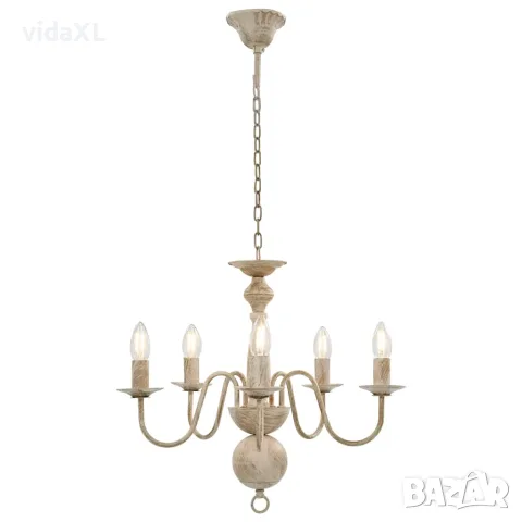 vidaXL Полилей, антично бяло, 5 х Е14 крушки