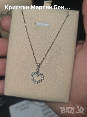 Златно Колие  сърце с 17диаманта проба 750 /к 18, снимка 8 - Гривни - 50295665