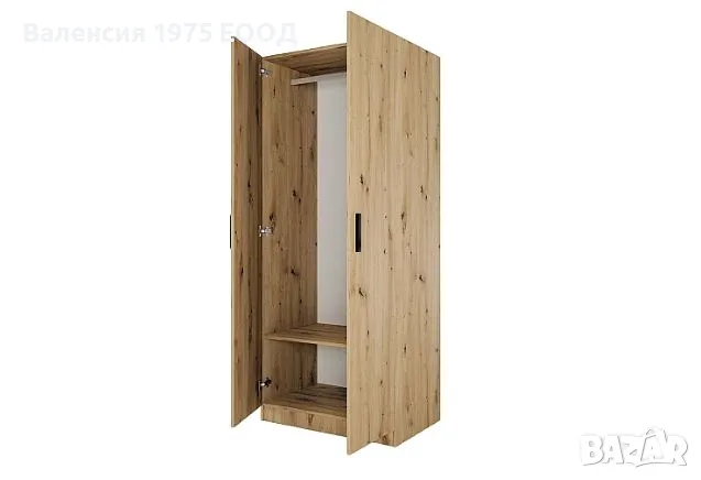 Двукрил гардероб Сити 1001 дъб артисан или комбинация мока/ лате, снимка 2 - Гардероби - 47361212