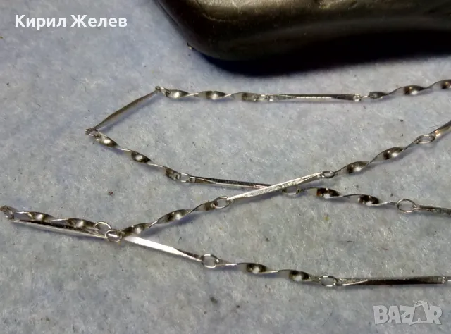 НЕЖНО ПОСРЕБРЕНО БРОНЗОВО КОЛИЕ с ПЕЧАТ 925 ФИНА БИЖУТЕРСКА ВИНТИДЖ АРТ ИЗРАБОТКА 44805, снимка 7 - Колиета, медальони, синджири - 49604870