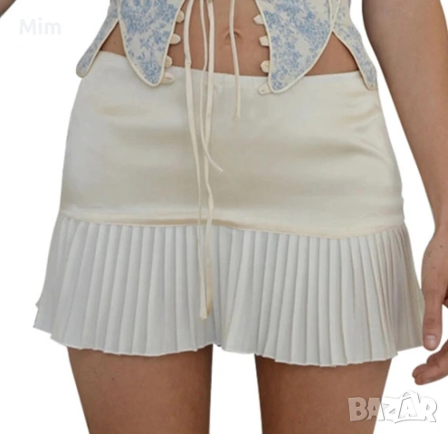 Musera S Бяла сатенена ,къса пола ,солей