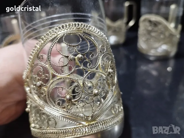 руски стакани подстакани филигран чаши за чай, снимка 3 - Антикварни и старинни предмети - 47740218