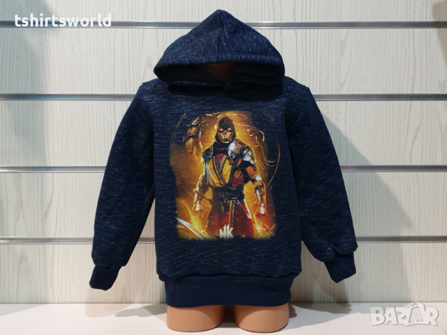 Нов детски суичър с дигитален печат Mortal Kombat, MK в цвят тъмносин меланж, снимка 5 - Детски анцузи и суичери - 36350797