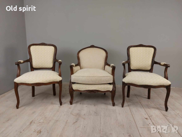 Антикварно кресло в стил Бержер (Bergère), снимка 3 - Антикварни и старинни предмети - 44811400