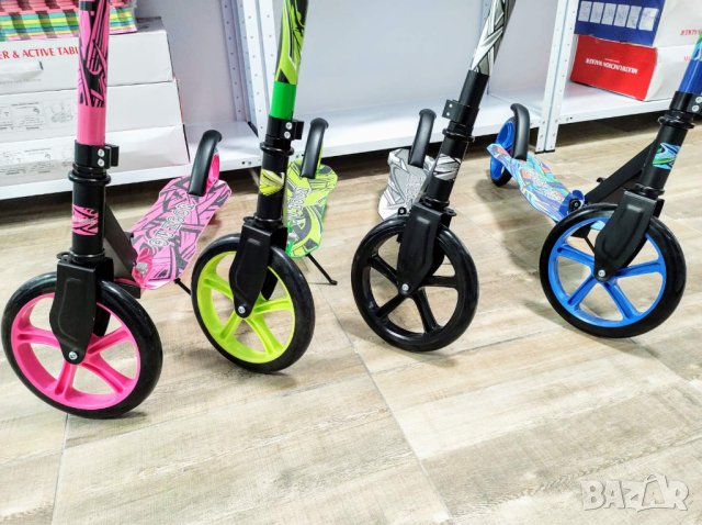 Тротинетка, скутер, Голяма тротинетка с големи гуми, колела 230мм за деца, възрастни, сгъваема 230mm, снимка 2 - Велосипеди - 41478201