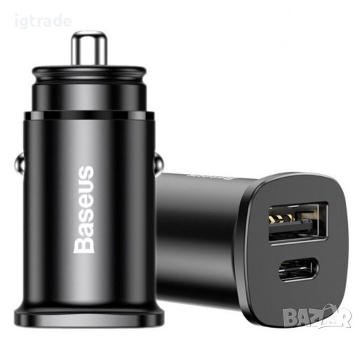 Baseus BS-C15C 30W зарядно за кола USB QC4.0+ и  USB-C PD 3.0 