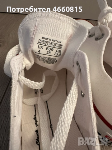 Дамски обувки кецове Converse стил – бели, нови, размер 38, снимка 5 - Маратонки - 52929570