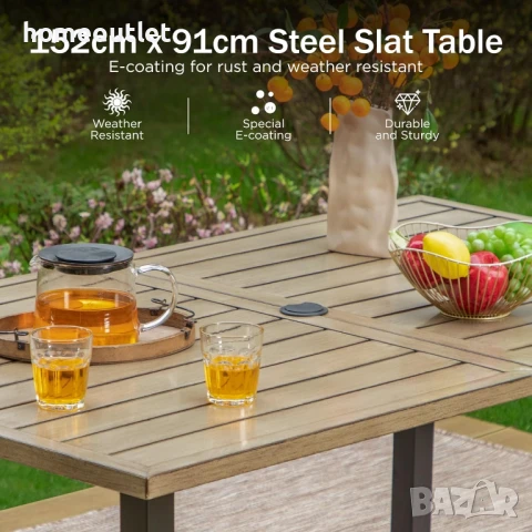 ПРОМОЦИЯ Правоъгълна градинска маса с масивна конструкция PHIVILLA E02GF155-N, снимка 3 - Градински мебели, декорация  - 50708575