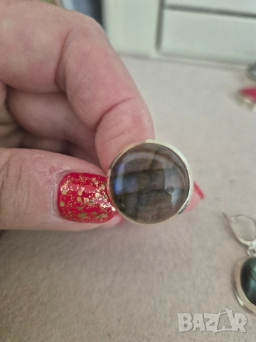 сребърен комплект с лабрадорит, снимка 3 - Бижутерийни комплекти - 53845355