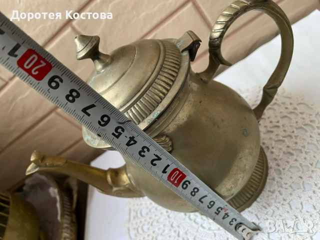 Красив месингов чайник от Англия, снимка 4 - Антикварни и старинни предмети - 53389479