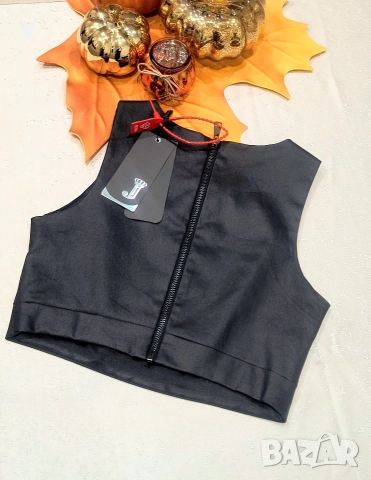 Ново черно дамско бюстие кроп топ с мрежа дрехи Junona Юнона рокля сет Christine Fashion , снимка 3 - Корсети, бюстиета, топове - 52964357