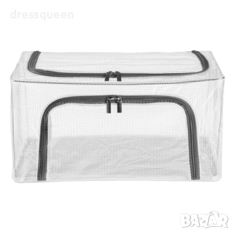 1231426 Текстилна кутия за съхранение с метална рамка и прозрачен панел – 40x30x20 см, снимка 4 - Други стоки за дома - 53637449