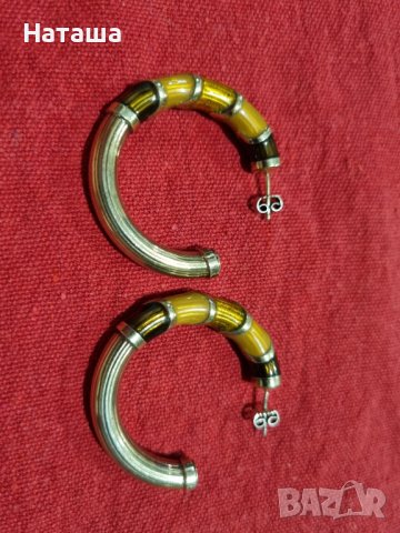 Италиански масивни сребърни позлатени обеци с цветен емайл, снимка 8 - Обеци - 41858765