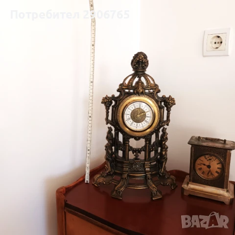 Стар каминен часовник механичен работещ, снимка 4 - Антикварни и старинни предмети - 50898927