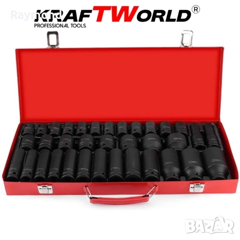 Комплект ударни вложки 35 части KraftWorld – 1/2″, 8–32 мм, шестостенни, снимка 6 - Други инструменти - 51465388
