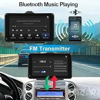 преносима стерео уредба за кола с безжична Apple Carplay Android Auto,7', снимка 2 - Друга електроника - 48793154