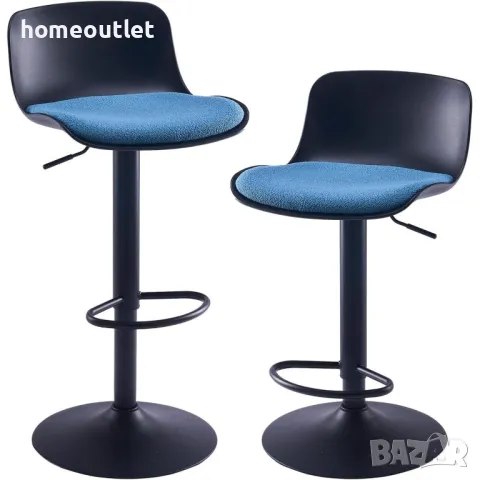 Висококачествени бар столове с регулируема височина, к-т от 2бр EUYY102-KS-1909BK-BL, снимка 4 - Столове - 48763220