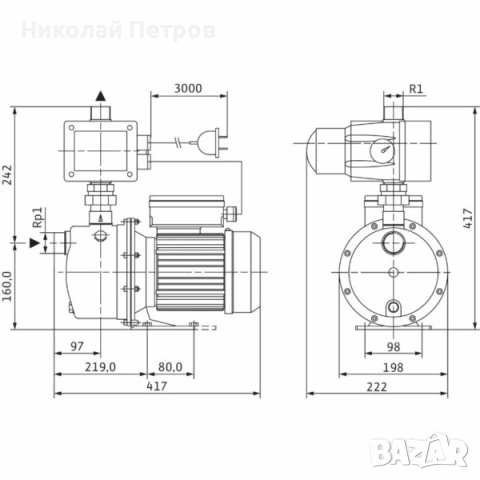 Продавам хидрофорна помпа Wilo-FWJ 204 X EM 1.1 kW 6 m3/h, снимка 2 - Водни помпи - 52013575