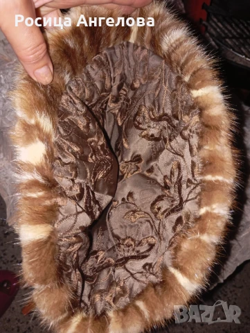 Винтидж дамска шапка с естествен косъм от естествена кожа , снимка 5 - Шапки - 51401917