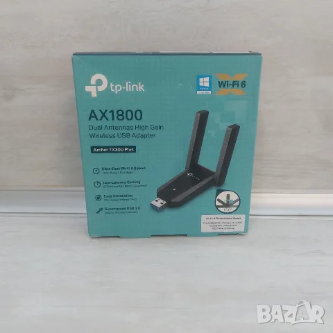 Нов Двубандов Wi-Fi 6 Безжичен USB Адаптер TP-Link AX1800 (Archer TX20U Plus)