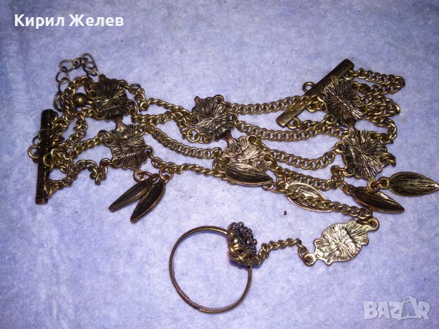 БРОНЗИРАН ОСМАНСКИ ЕТНОГРАФСКИ СТИЛ ОРНАМЕНТИРАН НАКИТ за РЪКА - ГРИВНА с ПРЪСТЕН 28676, снимка 9 - Гривни - 41395818