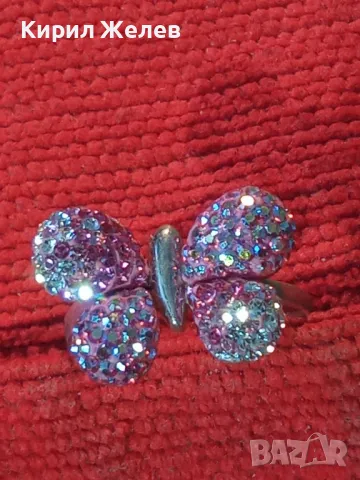 СКЪПОЦЕНЕН СРЕБЪРЕН ПРЪСТЕН ПЕПЕРУДА СРЕБРО 925 с РОЗОВ ЕМАЙЛ и РАЗНОЦВЕТНИ КАМЪНИ 47981, снимка 11 - Пръстени - 50024447