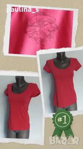 Два броя / "Esprit" Еластична блуза тип тениска / черна и червена / унисайз , снимка 7 - Тениски - 26368319