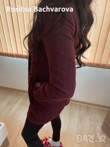 Палто цвят бордо, Radeks, размер М, снимка 6 - Палта, манта - 38896073
