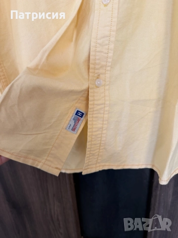 Чисто нова мъжка риза Tommy Hilfiger 80's Two Ply с къс ръкав, жълта, жълт цвят, размер XXL, снимка 3 - Ризи - 56044906