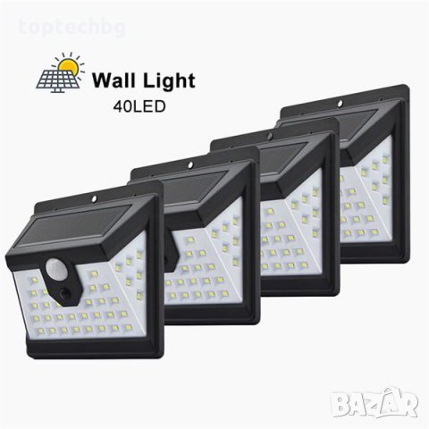 4 броя LED соларен прожектор със сензор Air Light, снимка 1 - Соларни лампи - 30182278