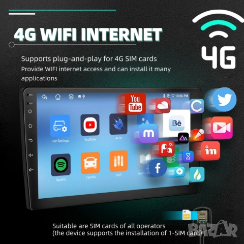 10” 2-DIN мултимедия с Android 14, 4G/LTE, RDS, 6/128GB, CarPlay и AndroidAuto , снимка 17 - Аксесоари и консумативи - 52431679