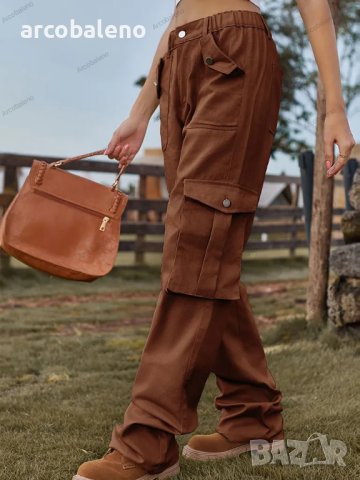 Модни дамски карго дънки с еластична талия в американски стил, 4цвята, снимка 3 - Дънки - 41915069