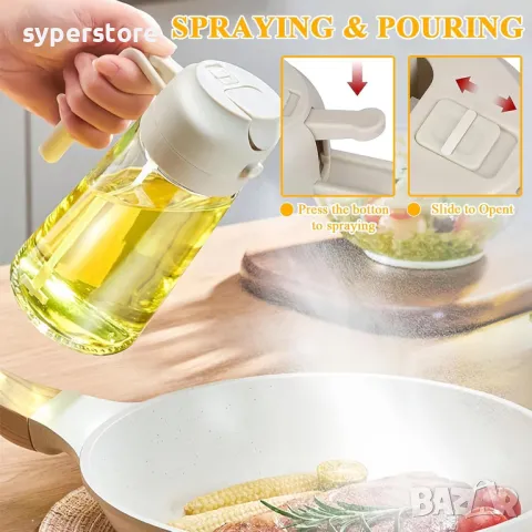 Бутилка с пръскачка за олио, зехтин Digital One SP01066, 2в1, пулвелизиатор , оливерник, за салати, , снимка 6 - Прибори за хранене, готвене и сервиране - 49666415