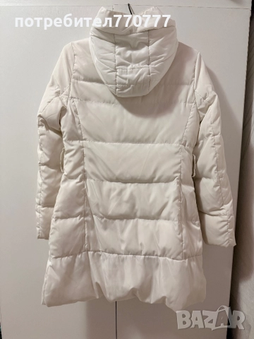 Бяло дълго яке Moncler Монклер 100% гъши пух, снимка 2 - Якета - 51921478