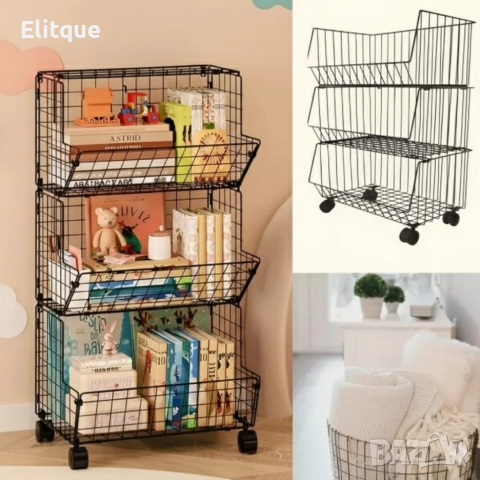 Практичен стелаж на колелца с 3 нива - компактно решение за кухня, антре и детска стая, снимка 4 - Други стоки за дома - 52919474