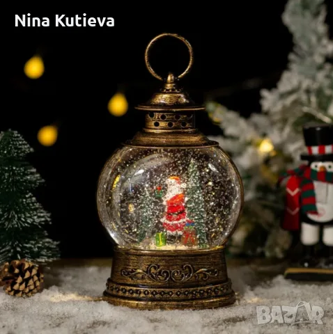 Коледен снежен глобус, снимка 2 - Настолни лампи - 56340162