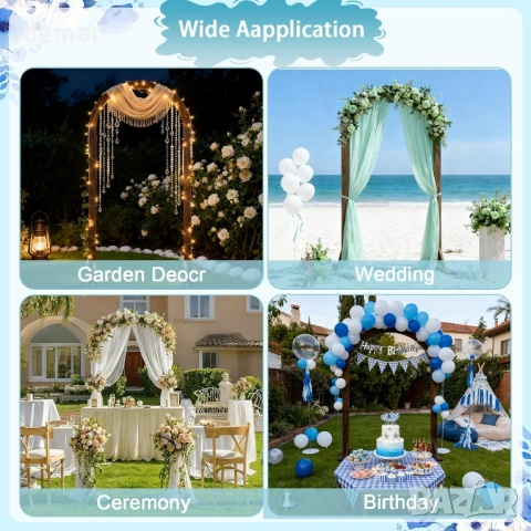 Дървена сватбена арка PlusFive, 2,1 м × 1 м извита горна част, стойка за фон, снимка 7 - Декорация за дома - 53427890