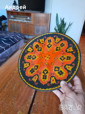 Стара декоративна дървена паница,поднос, снимка 3 - Други ценни предмети - 47839663