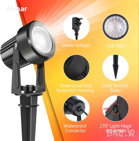 NATPOW градински светлини, градински светлини с колче, 6 броя, снимка 4 - Други - 49823543